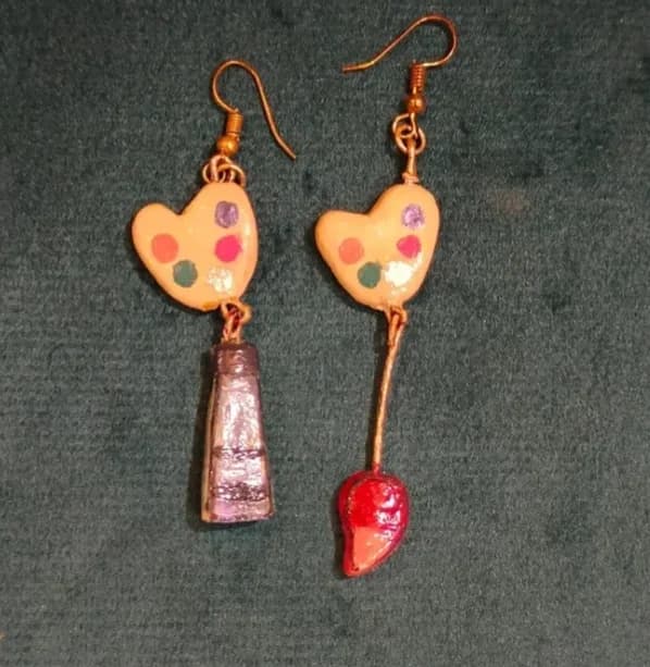 Artisanal earrings  , The brush and the pallet ✨🖌️🎨 — 2