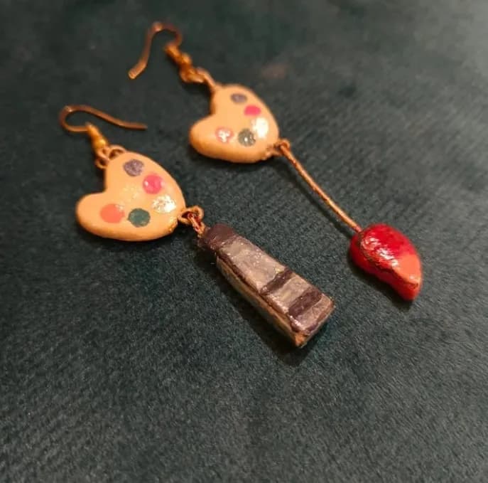 Artisanal earrings  , The brush and the pallet ✨🖌️🎨